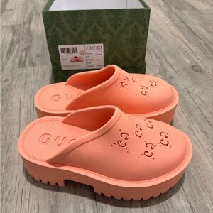 Gucci Perforated GG Platform Mules